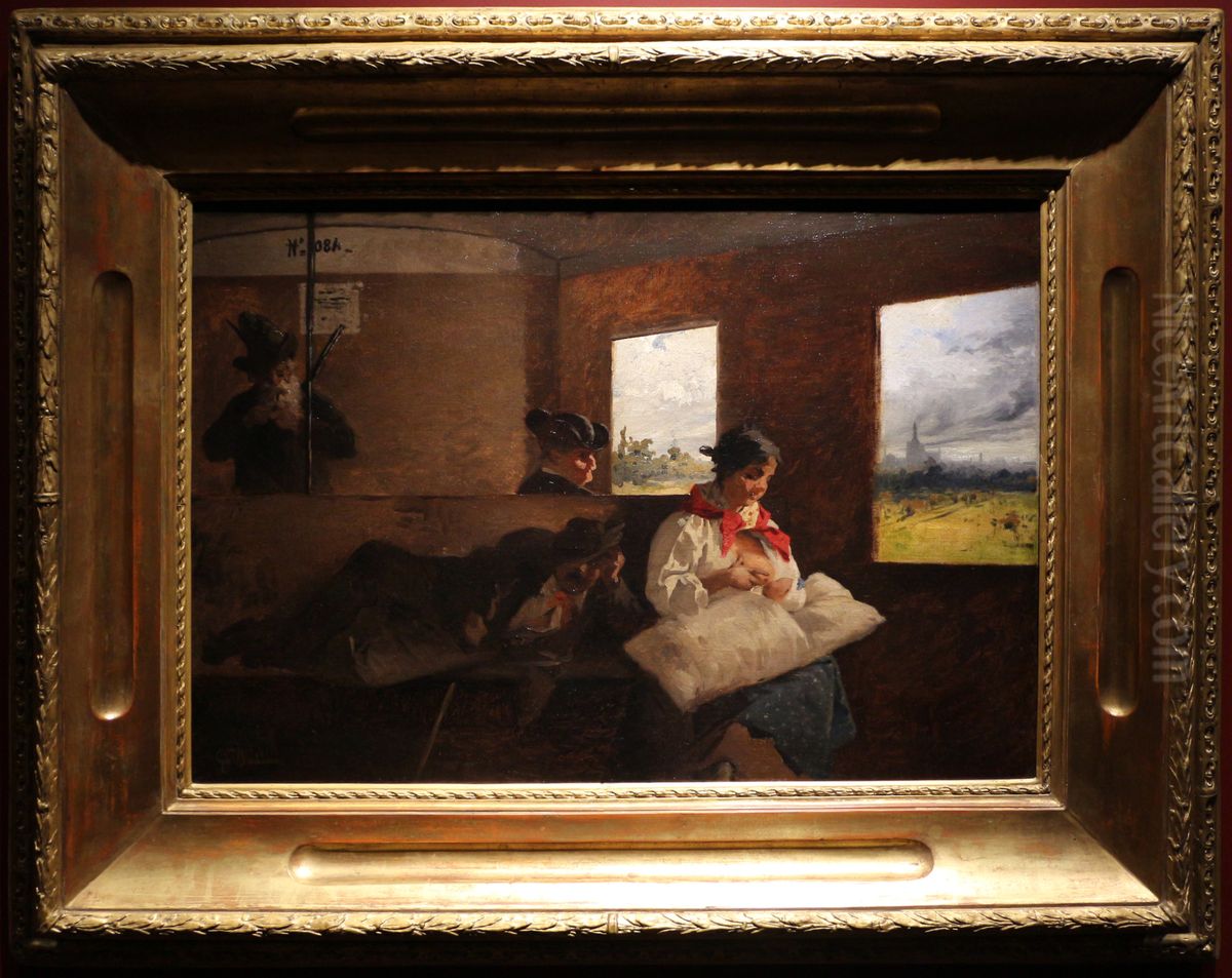 carrozzone delle ferrovie nord Oil Painting by Domenico Induno