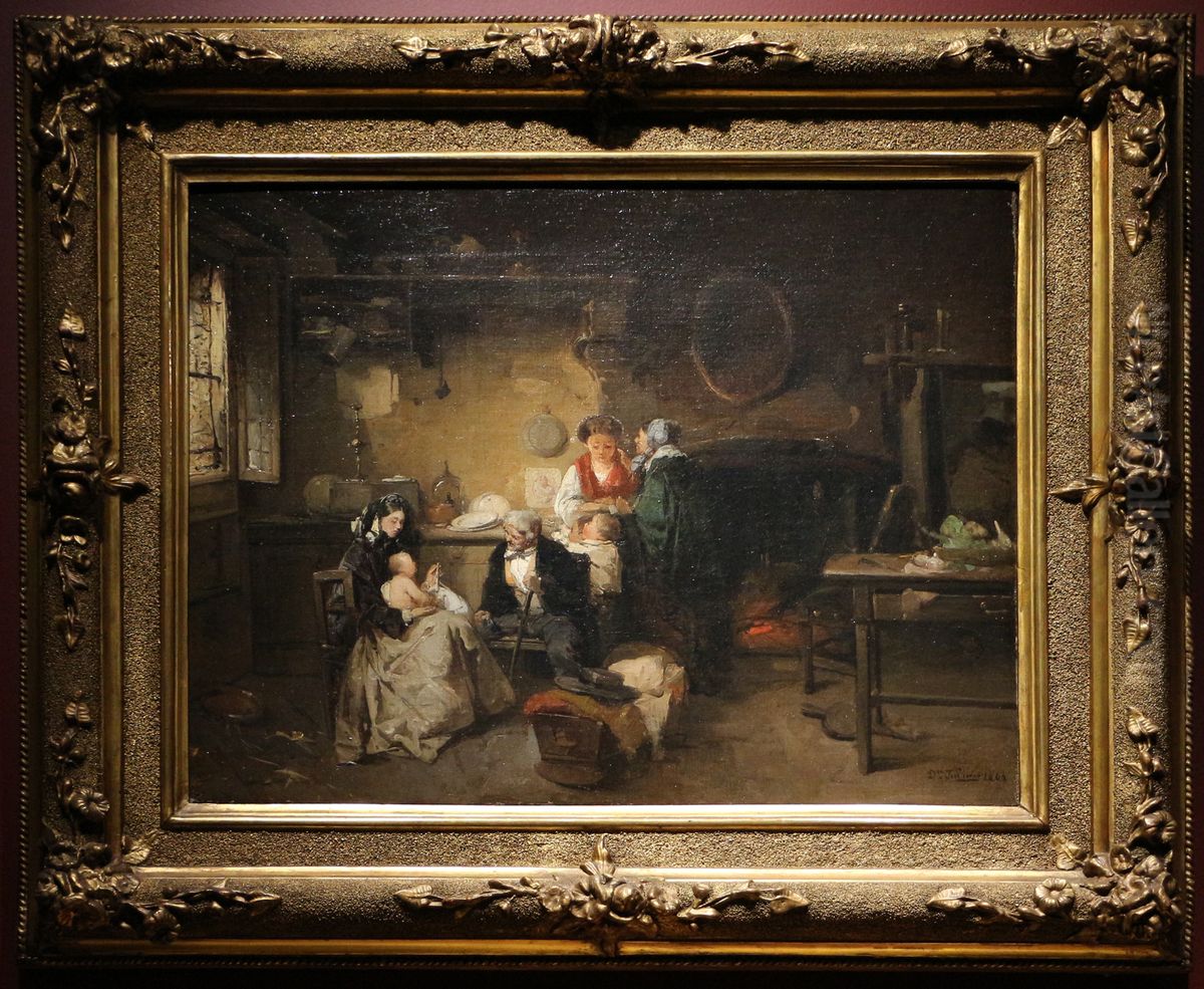 la visita alla nutrice Oil Painting by Domenico Induno