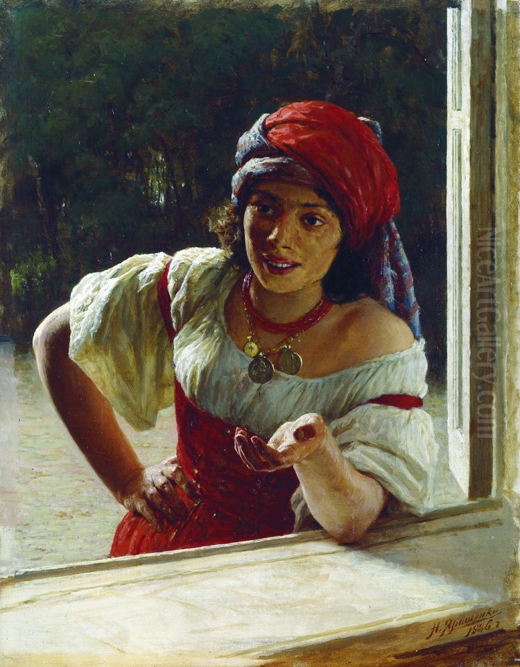 Gipsy Woman Oil Painting by Nikolai Yaroshenko
