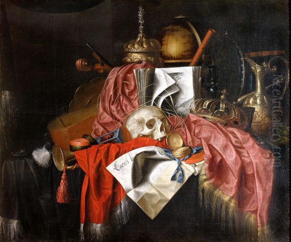 Still life with a skull. Oil Painting by Franciscus Gijsbrechts