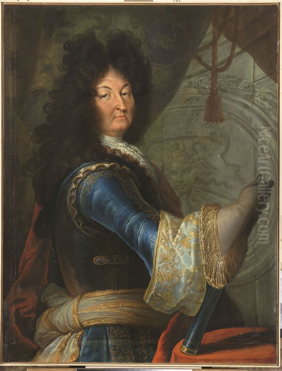 Louis XIV, roi de France, devant le soleil rhodien Oil Painting by Philippe Vignon
