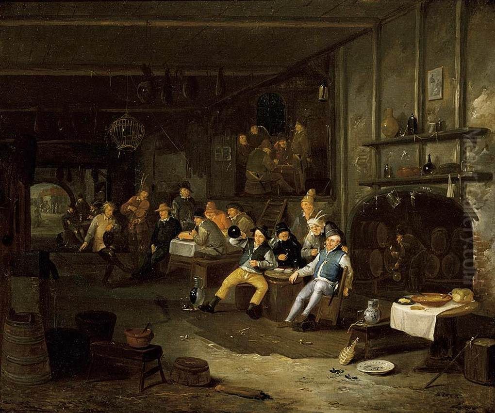 Interior of an Inn Oil Painting by Egbert van Heemskerck II