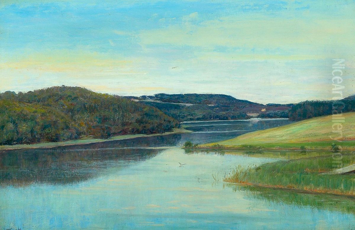 Borre So on an August morning. Oil Painting by Jens Jensen Egeberg