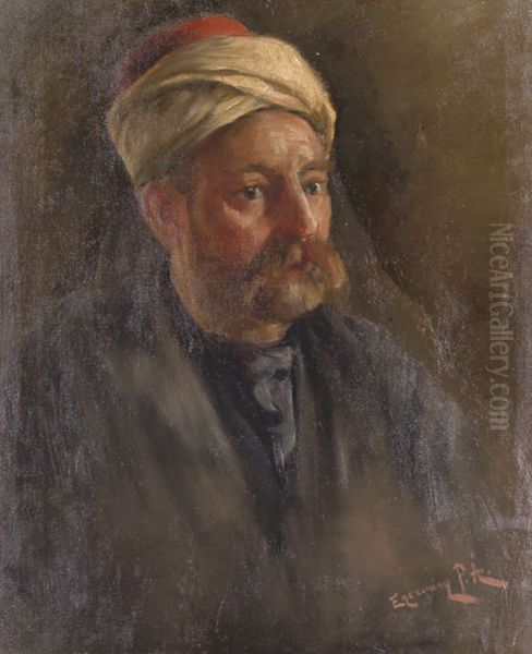 Man with Turban Oil Painting by Agost Egervary Potemkin