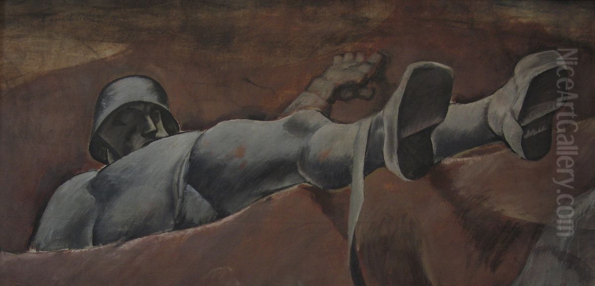 Toter Soldat aus der 'Missa Eroica' Oil Painting by Albin Egger-Lienz