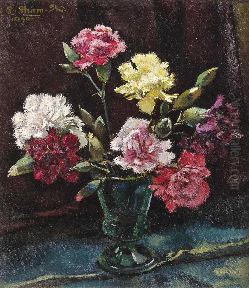 Nelken in Vase Oil Painting by Egge Sturm-Skrla