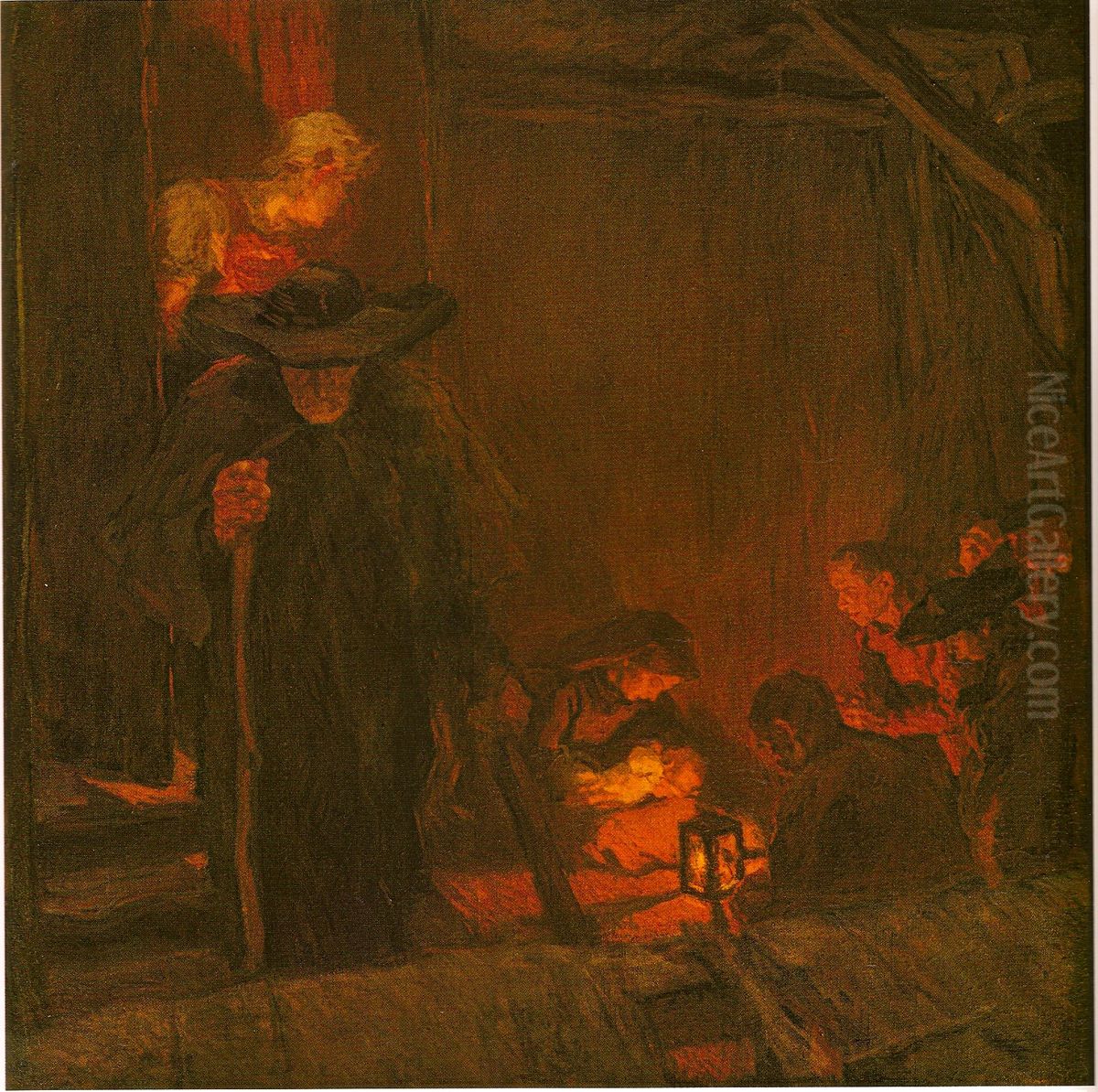 Christnacht Oil Painting by Albin Egger-Lienz