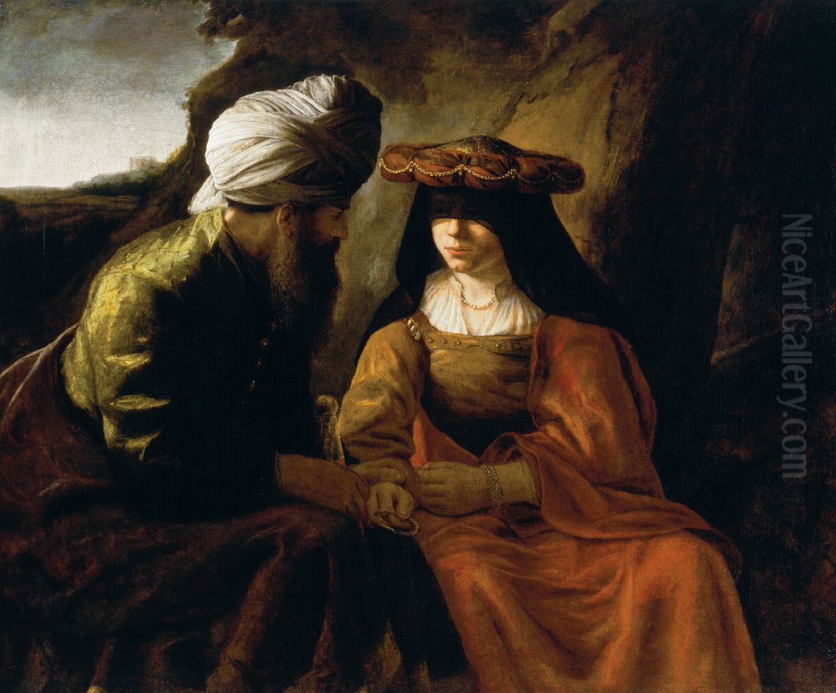Judah and Tamar Oil Painting by Rembrandt