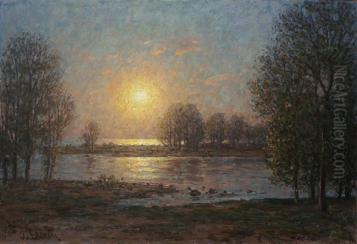 Sunset Oil Painting by Per Ekstrom
