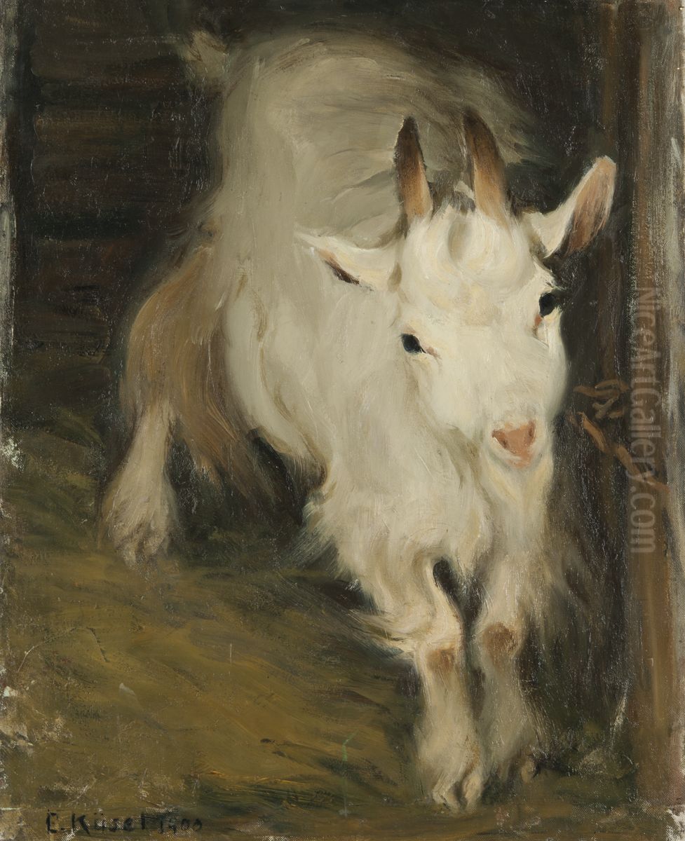 He-Goat Oil Painting by Ernst Kusel