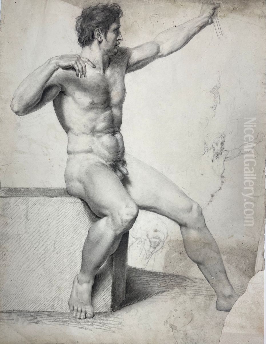 Male nude model Oil Painting by Pauline Auzou