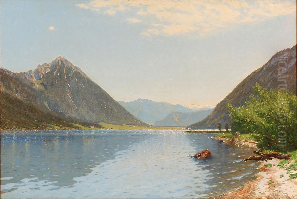 From Tyrol at the blue Achensee Oil Painting by Godfred B.W. Christensen