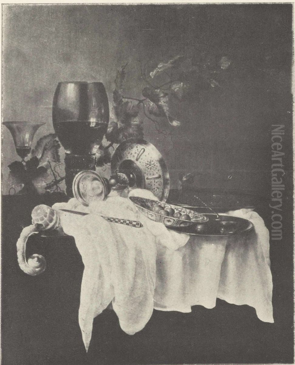 Le Verre de Boheme Oil Painting by Willem Claesz. Heda