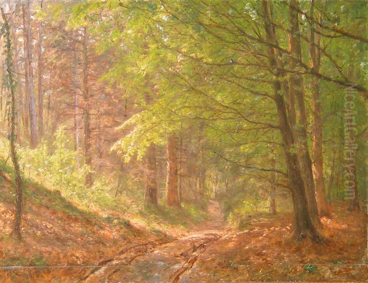 Springtime in a forest. Oil Painting by Godfred B.W. Christensen