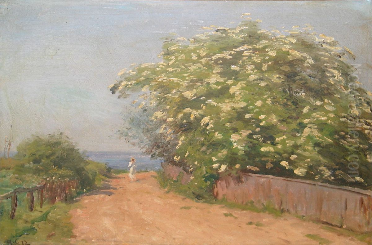 Landscape at Hornbaek, Denmark. Oil Painting by Godfred B.W. Christensen