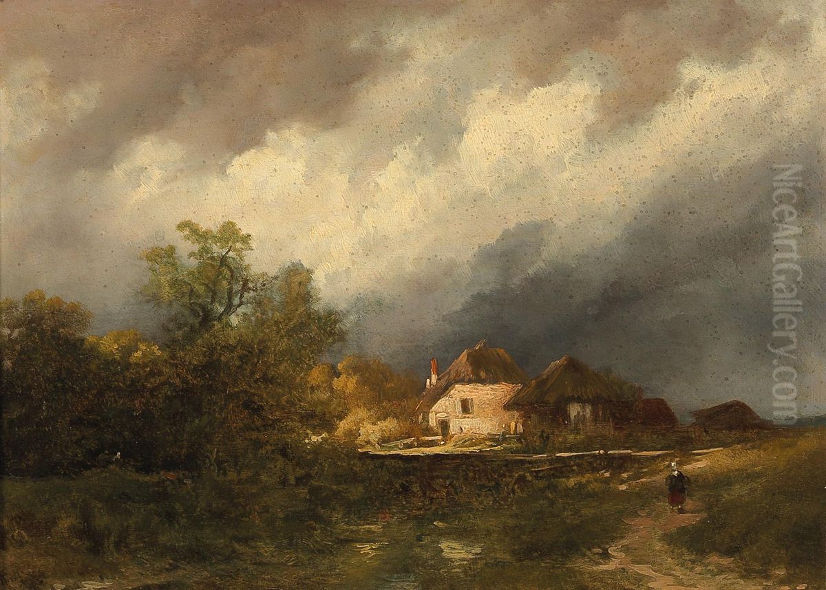 Returning Home Oil Painting by Remigius Adrianus Haanen