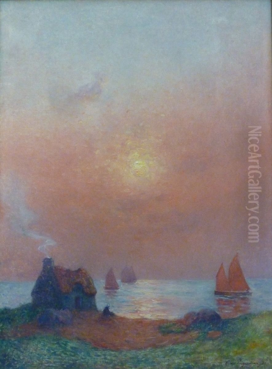 Paysage a la chaumiere Oil Painting by Ferdinand du Puigaudeau