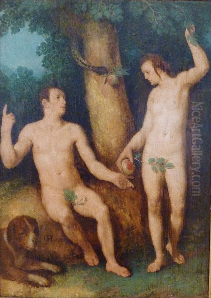 Adam et Eve au paradis terrestre Oil Painting by Cornelis van Haarlem