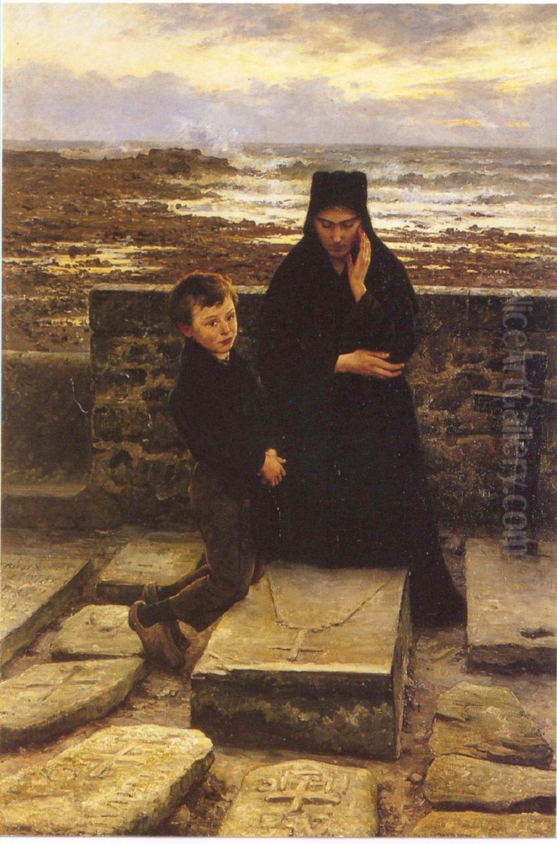 La Veuve de l'Ile de Sein Oil Painting by Emile Renouf