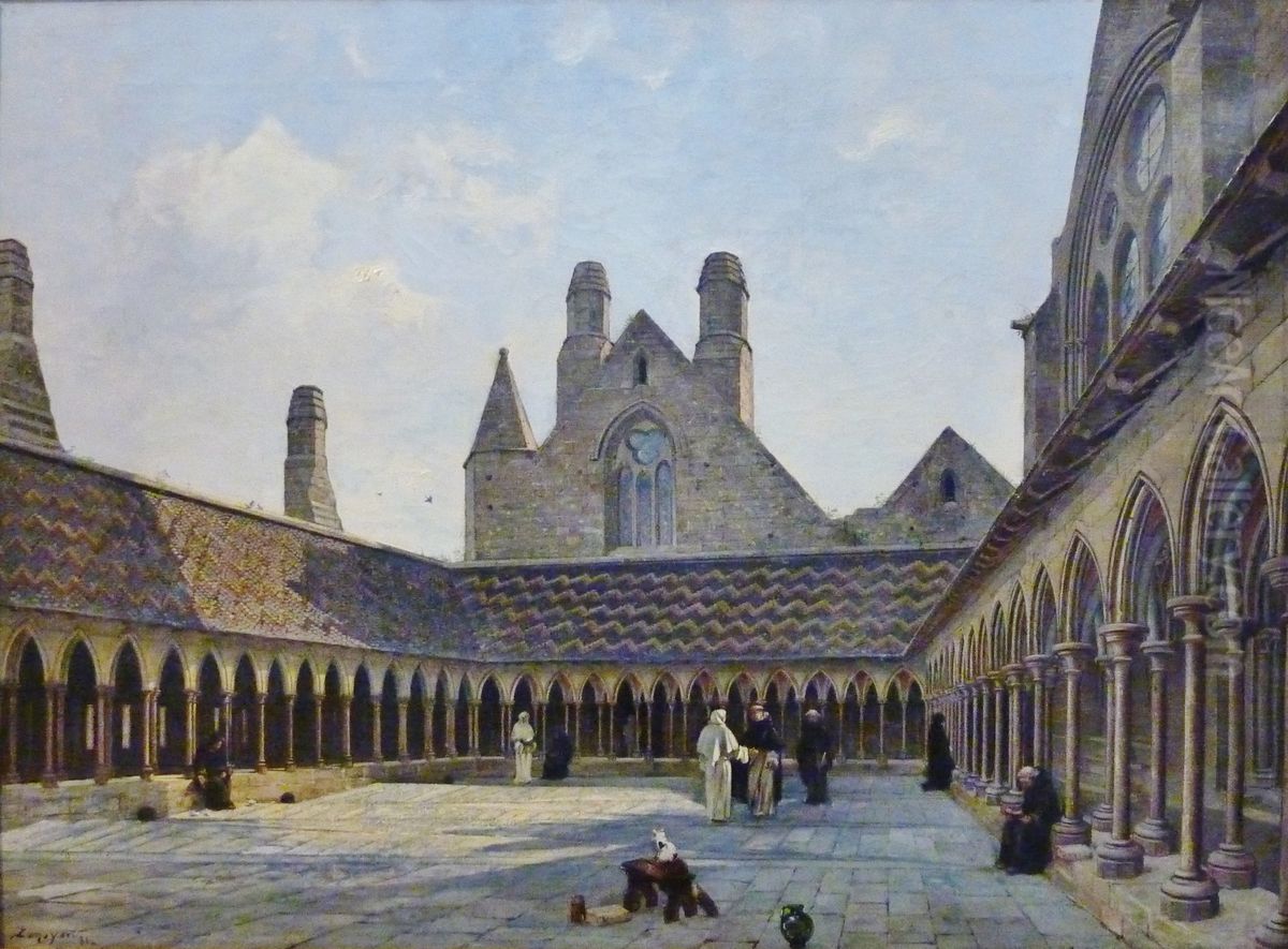 Le cloitre du Mont-Saint-Michel Oil Painting by Emmanuel Lansyer