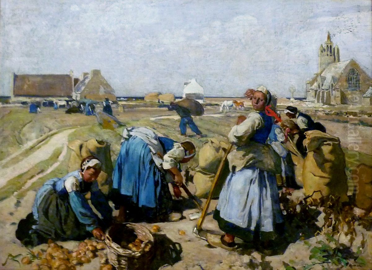 La recolte des pommes de terre. Oil Painting by Lucien Simon