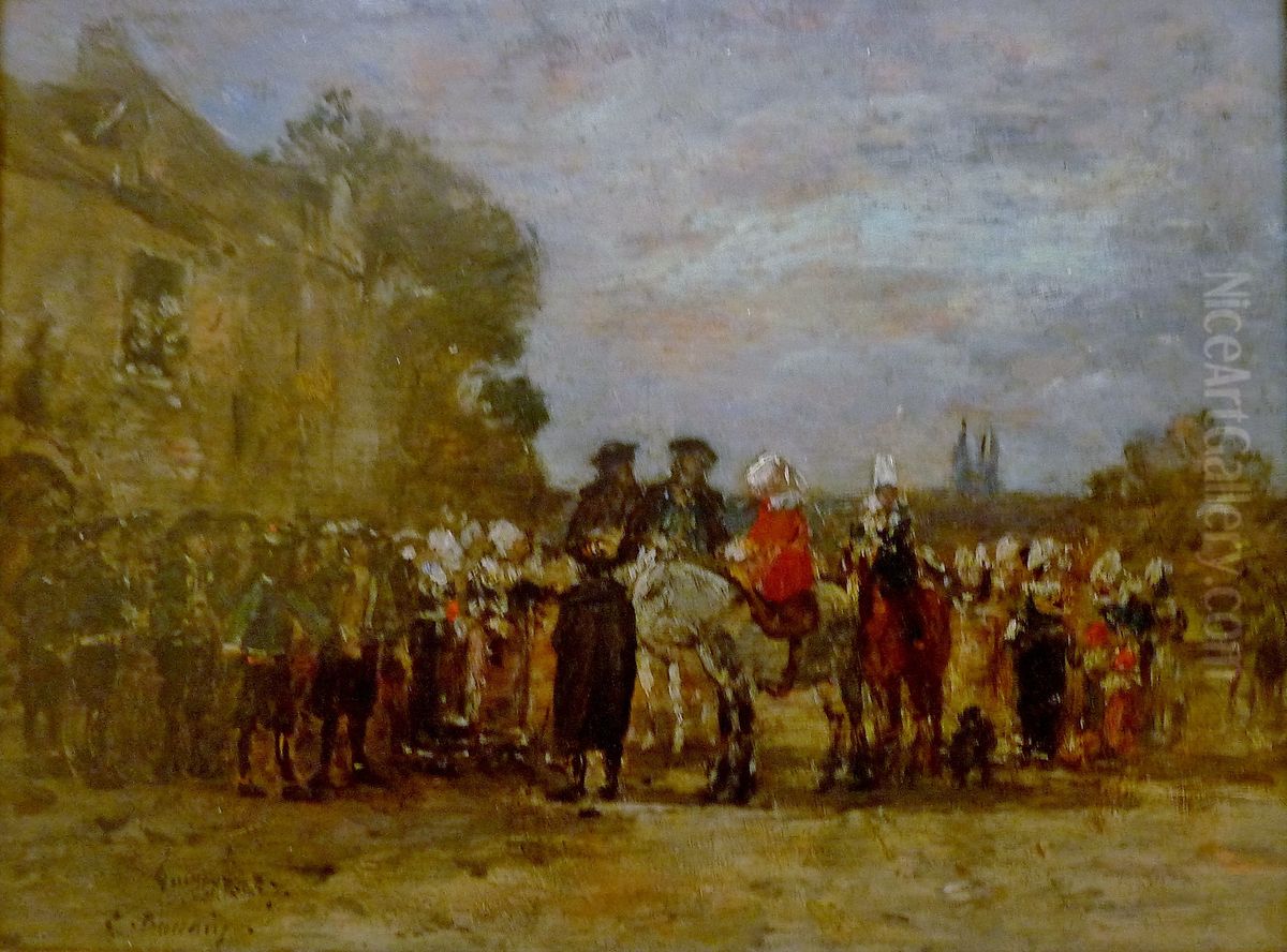 Noce a Quimper Oil Painting by Eugene Louis Boudin