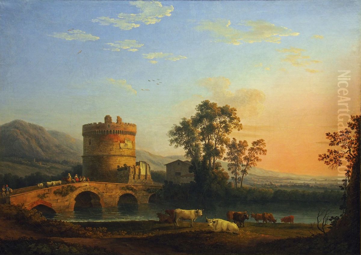 Grabmal der Plautier und Ponte Lucano Oil Painting by Jacob Philipp Hackert
