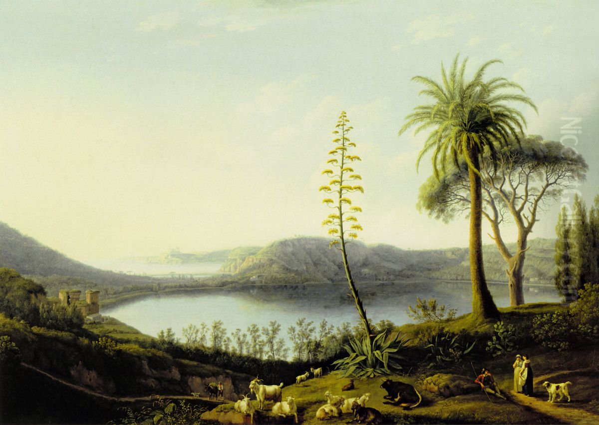 View of Lake of Averno Oil Painting by Jacob Philipp Hackert