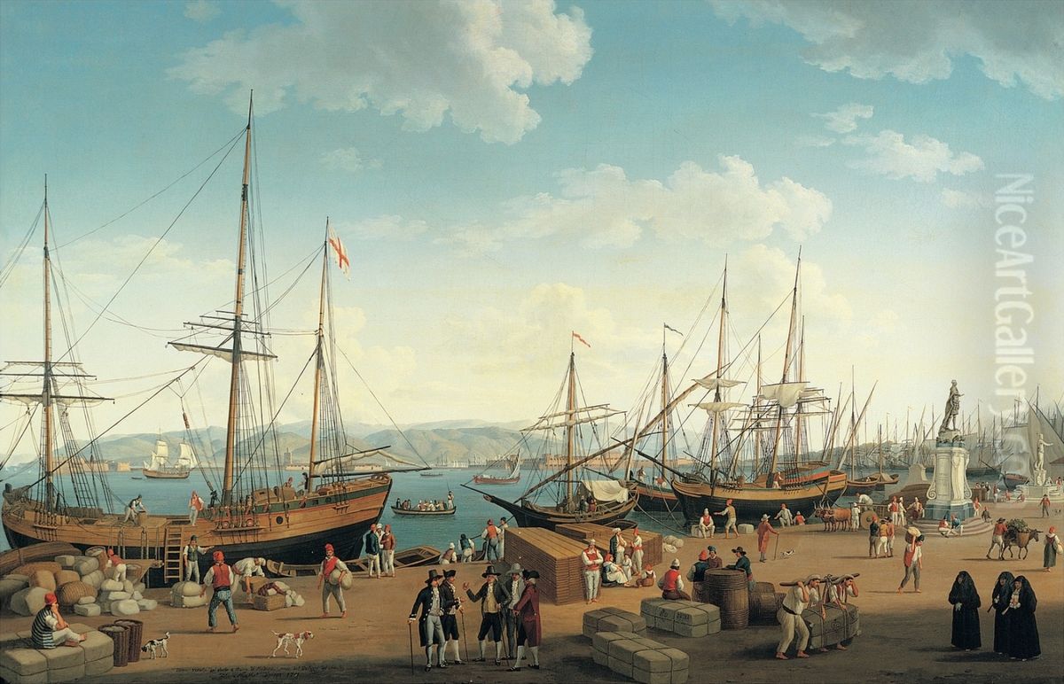 View of the Port of Messina, from the Palazzo del Senato Oil Painting by Jacob Philipp Hackert