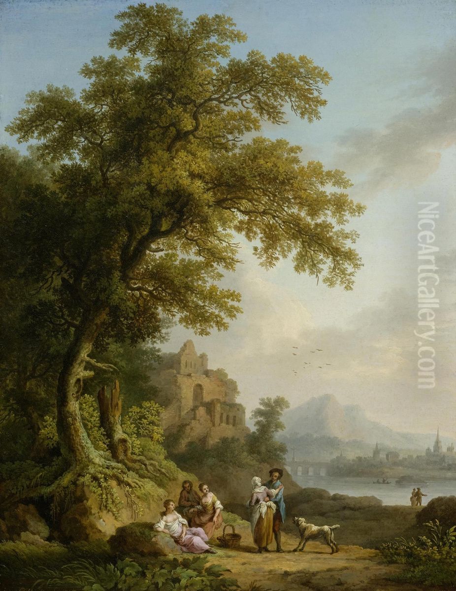View of Chateau Gaillard and the Seine Oil Painting by Jacob Philipp Hackert