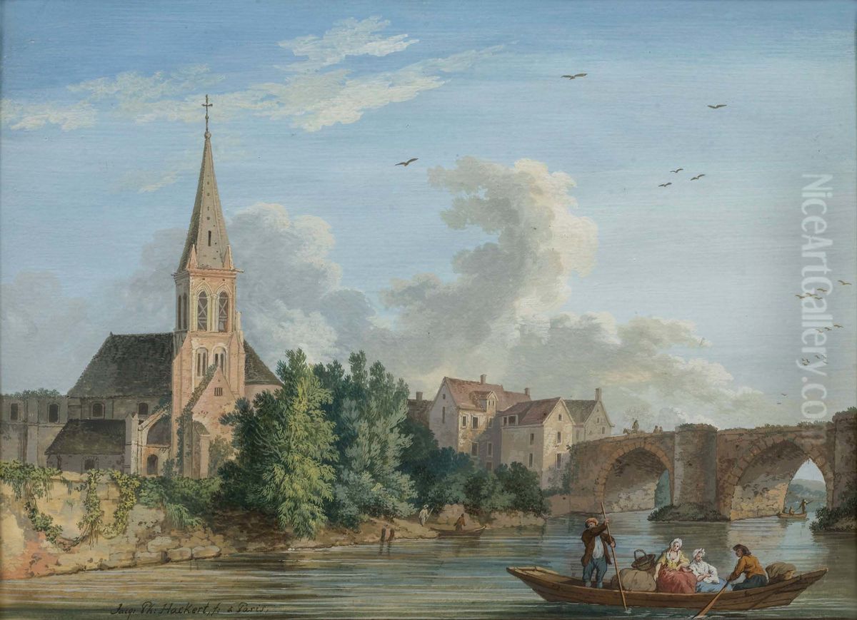 Flusslandschaft mit einer Kirche Oil Painting by Jacob Philipp Hackert
