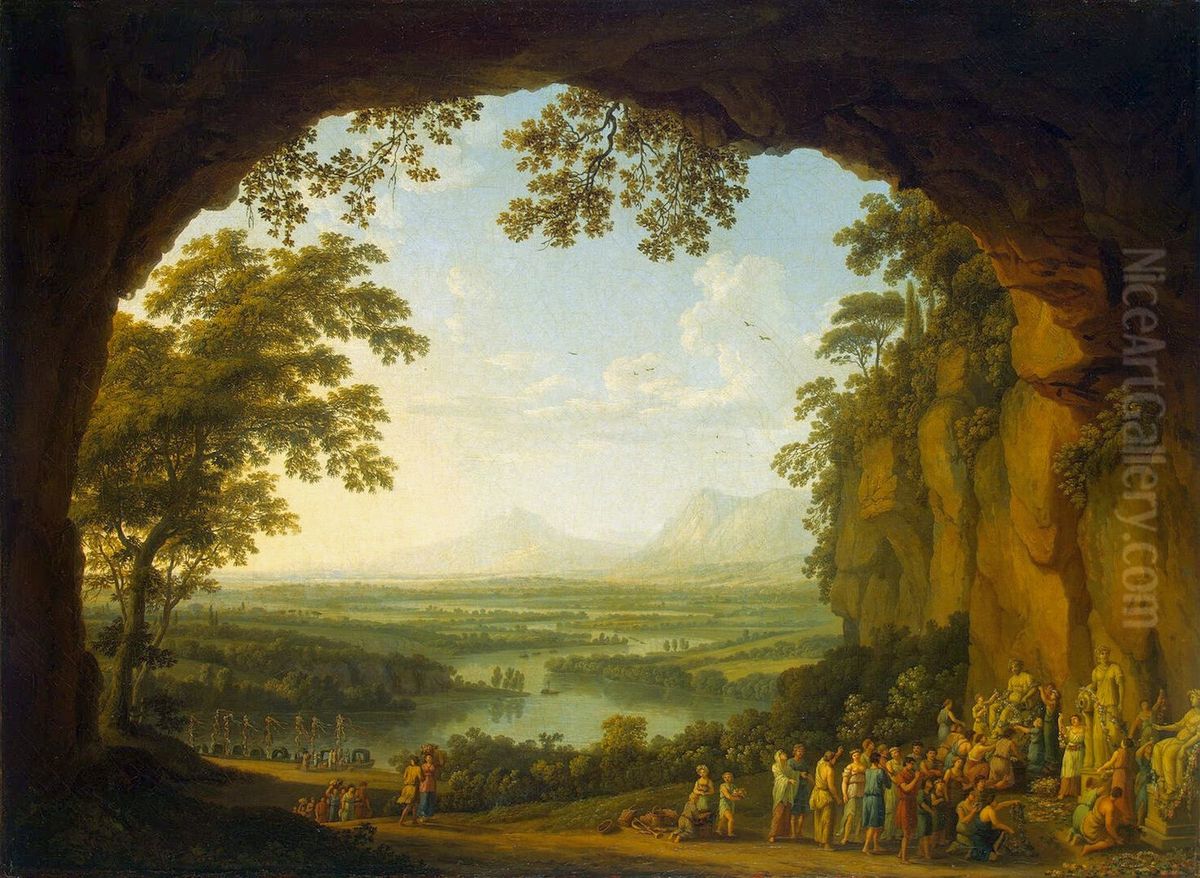 Landscape with a ancient Festival Oil Painting by Jacob Philipp Hackert
