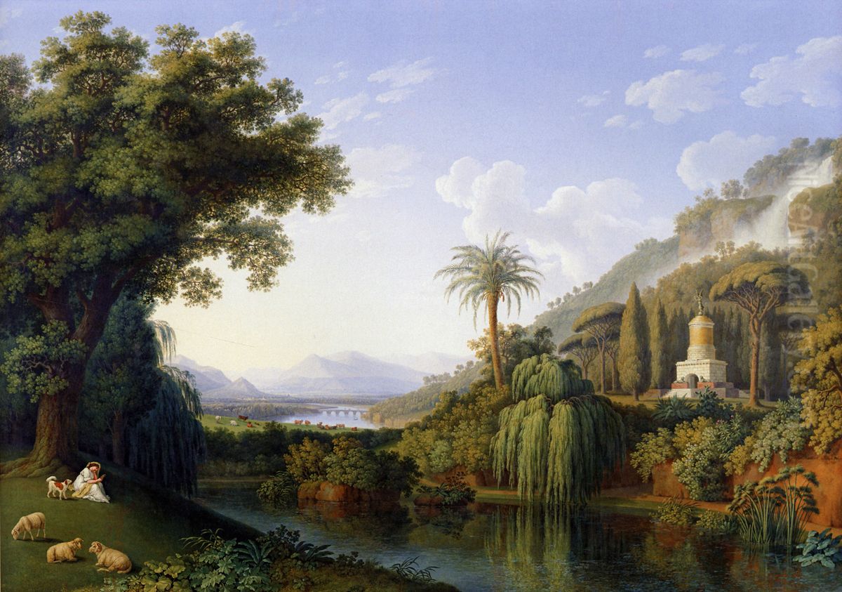 Landscape with Motifs of the English Garden in Caserta Oil Painting by Jacob Philipp Hackert