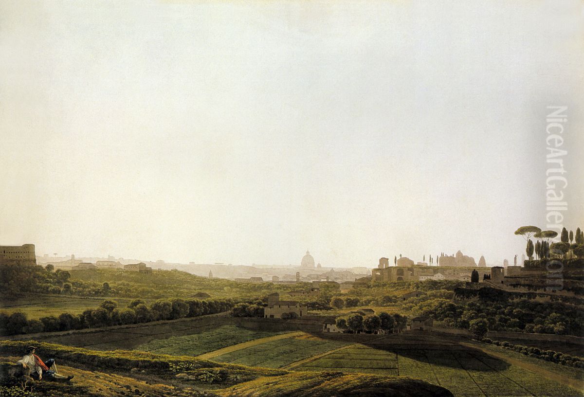 Rome Viewed from the Baths of Caracalla Oil Painting by Jacob Philipp Hackert