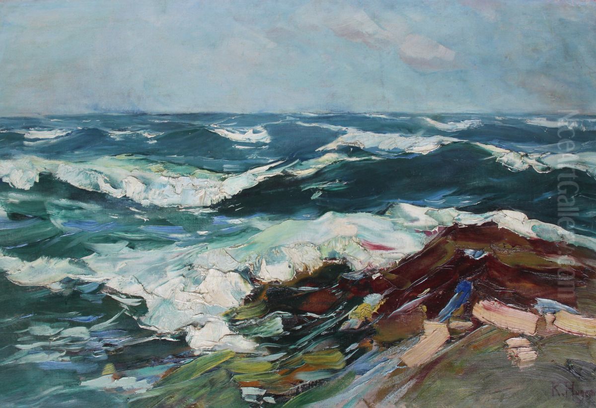 Waves Oil Painting by Karl Hagemeister