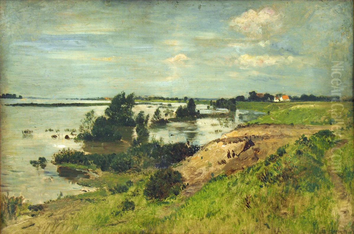 Ufer am Niederrhein Oil Painting by Theodor Hagen