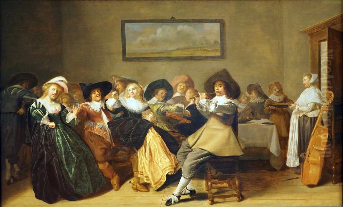 Lockere Gesellschaft im Interieur Oil Painting by Dirck Hals