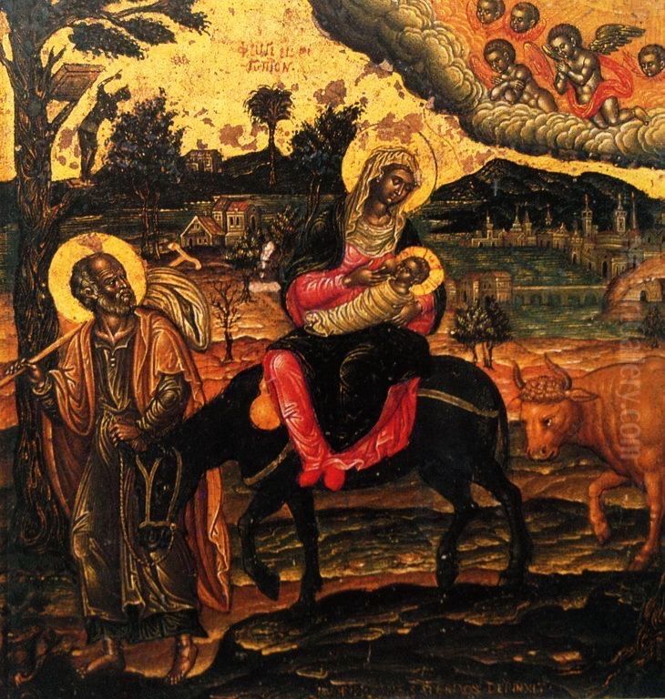 Flight into Egypt Oil Painting by Emmanuel Tzanes