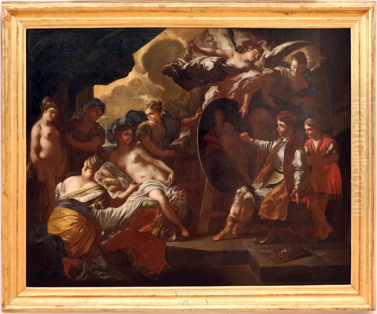 Zeusi dipinge il ritratto di Venere scegliendo come modello le fanciulle di Crotone Oil Painting by Francesco Solimena