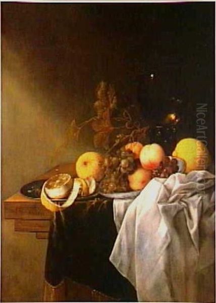 Vruchtenstilleven met roemer Oil Painting by Jasper Geeraards