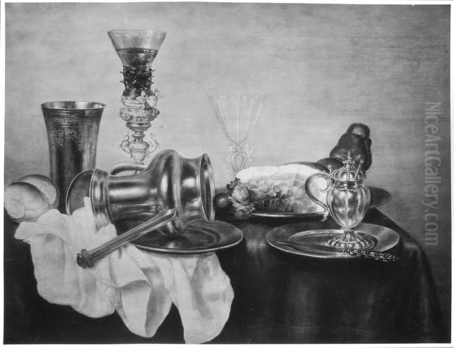 Still life with a ham Oil Painting by Gerret Willemsz Heda