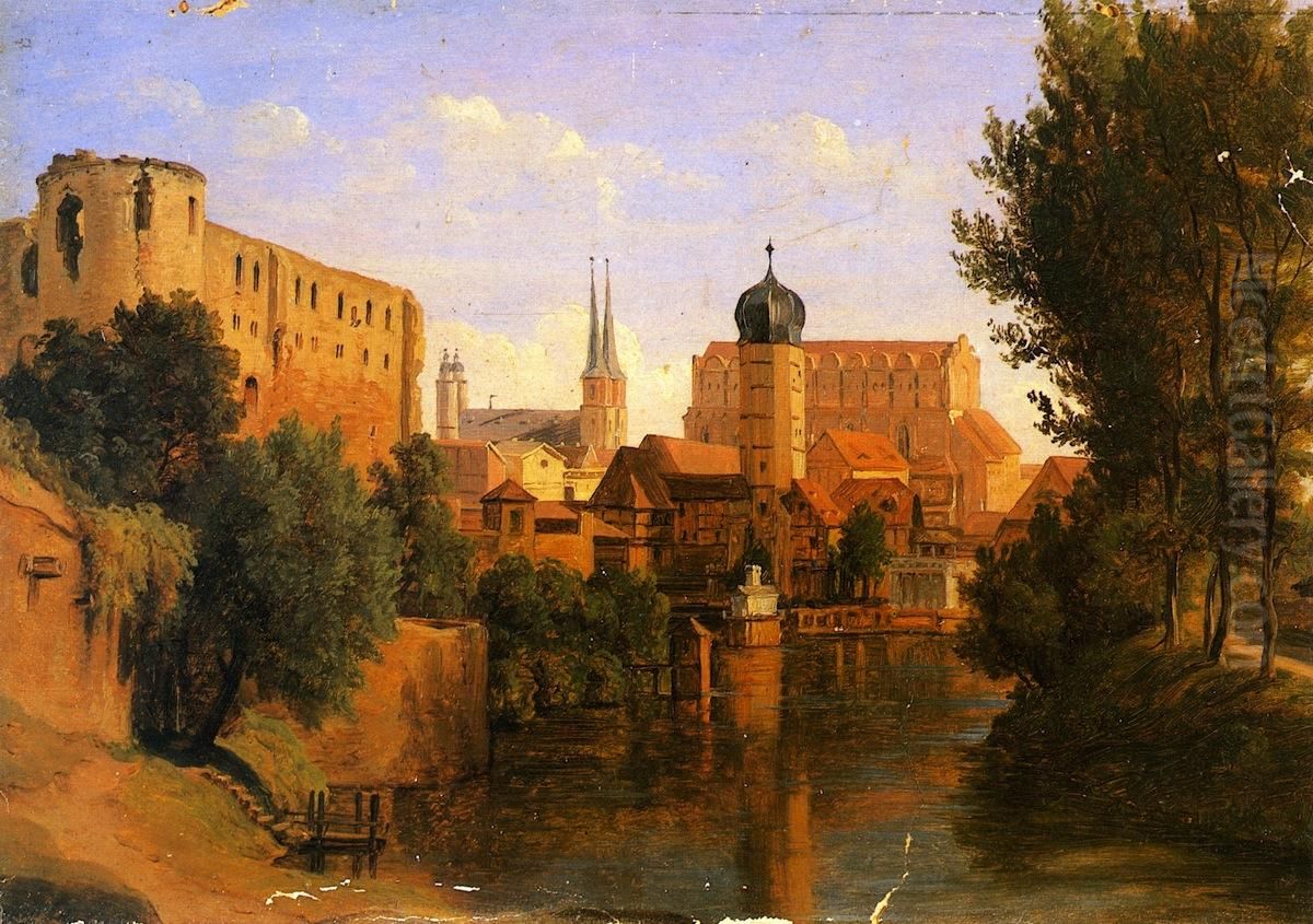 Halle an der Saale Oil Painting by Hermann Lungkwitz