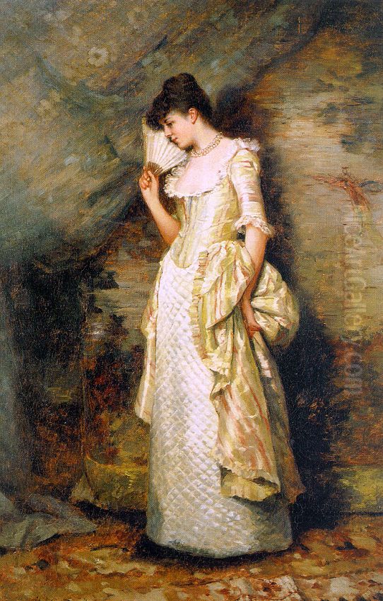 Woman with a Fan Oil Painting by Hamilton Hamilton