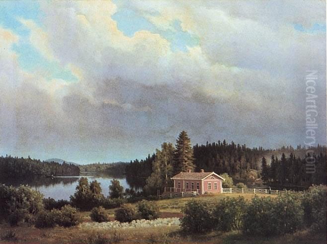 View from Haminalahti (1877) Oil Painting by Ferdinand von Wright