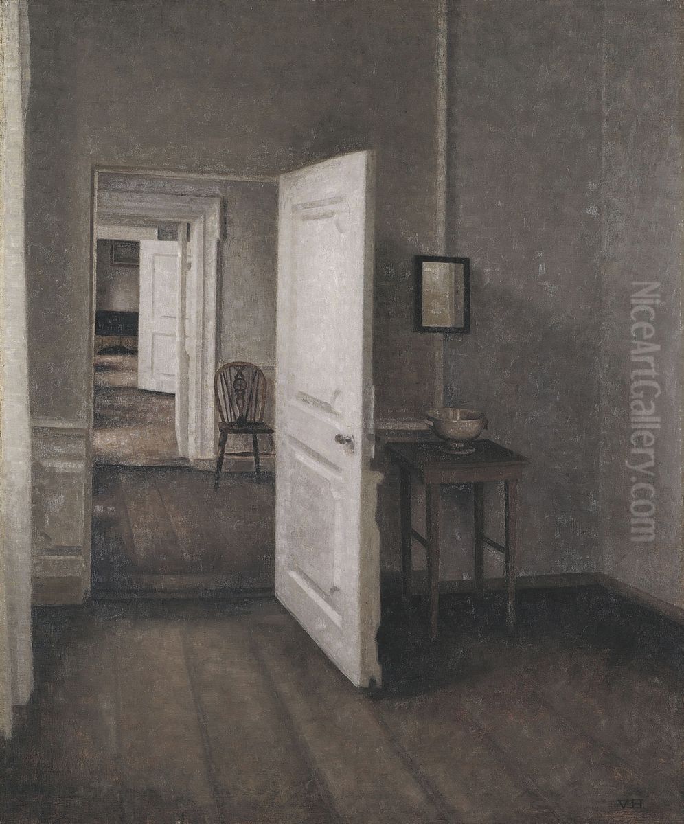 The Four Rooms Oil Painting by Vilhelm Hammershoi