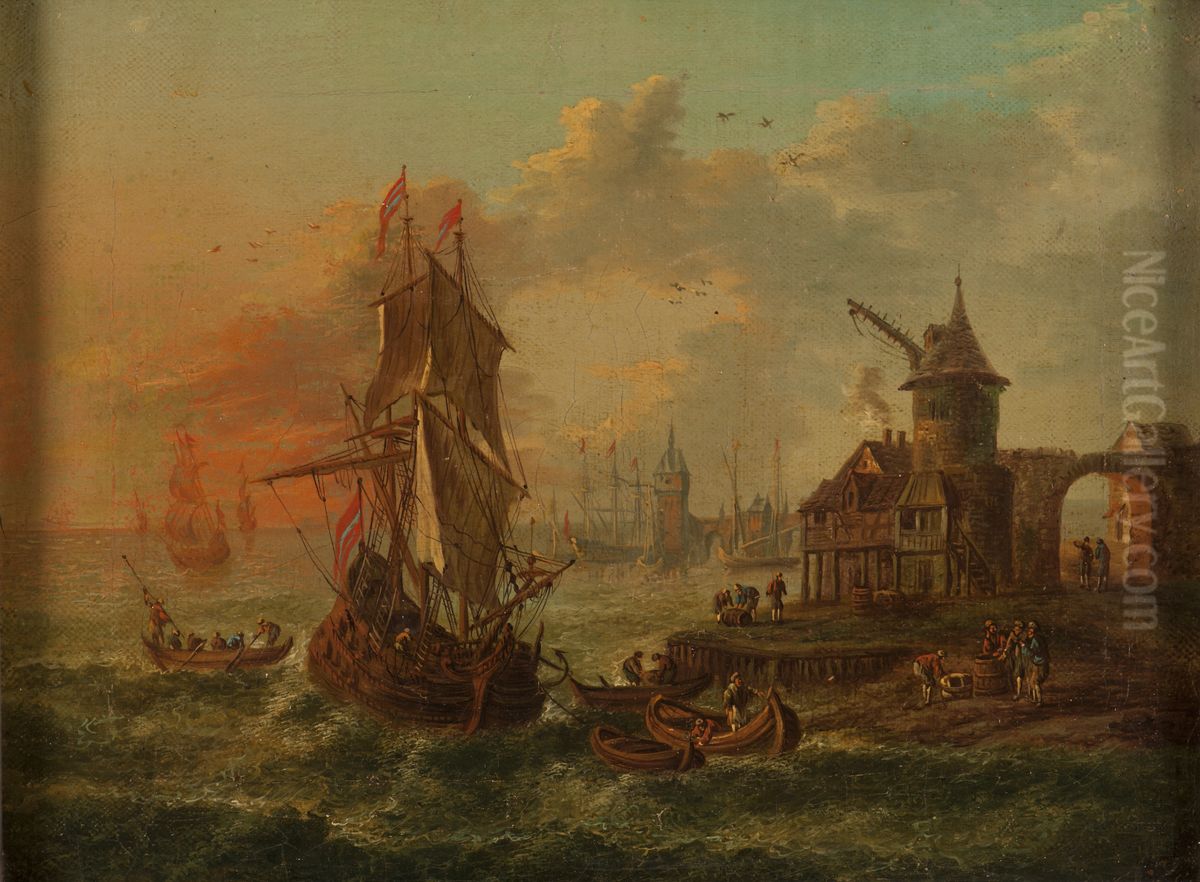 Hamn Oil Painting by Abraham Storck