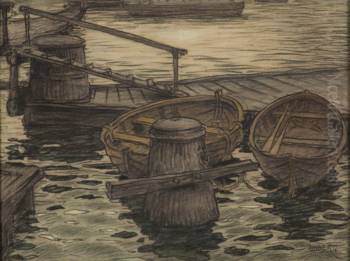 Hamnbild. Oil Painting by Ferdinand Boberg