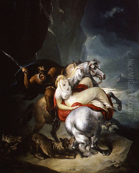 The Wolves Descending from the Alps Oil Painting by William Hamilton