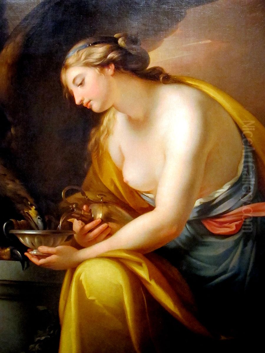 Hebe Giving Drink to the Eagle of Jupiter Oil Painting by Gavin Hamilton