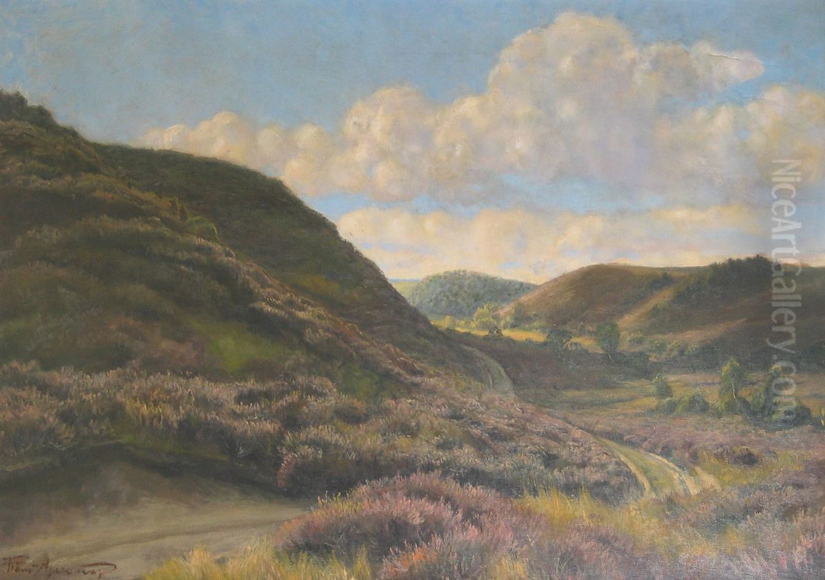 Landscape with heather. Oil Painting by Hans Agersnap
